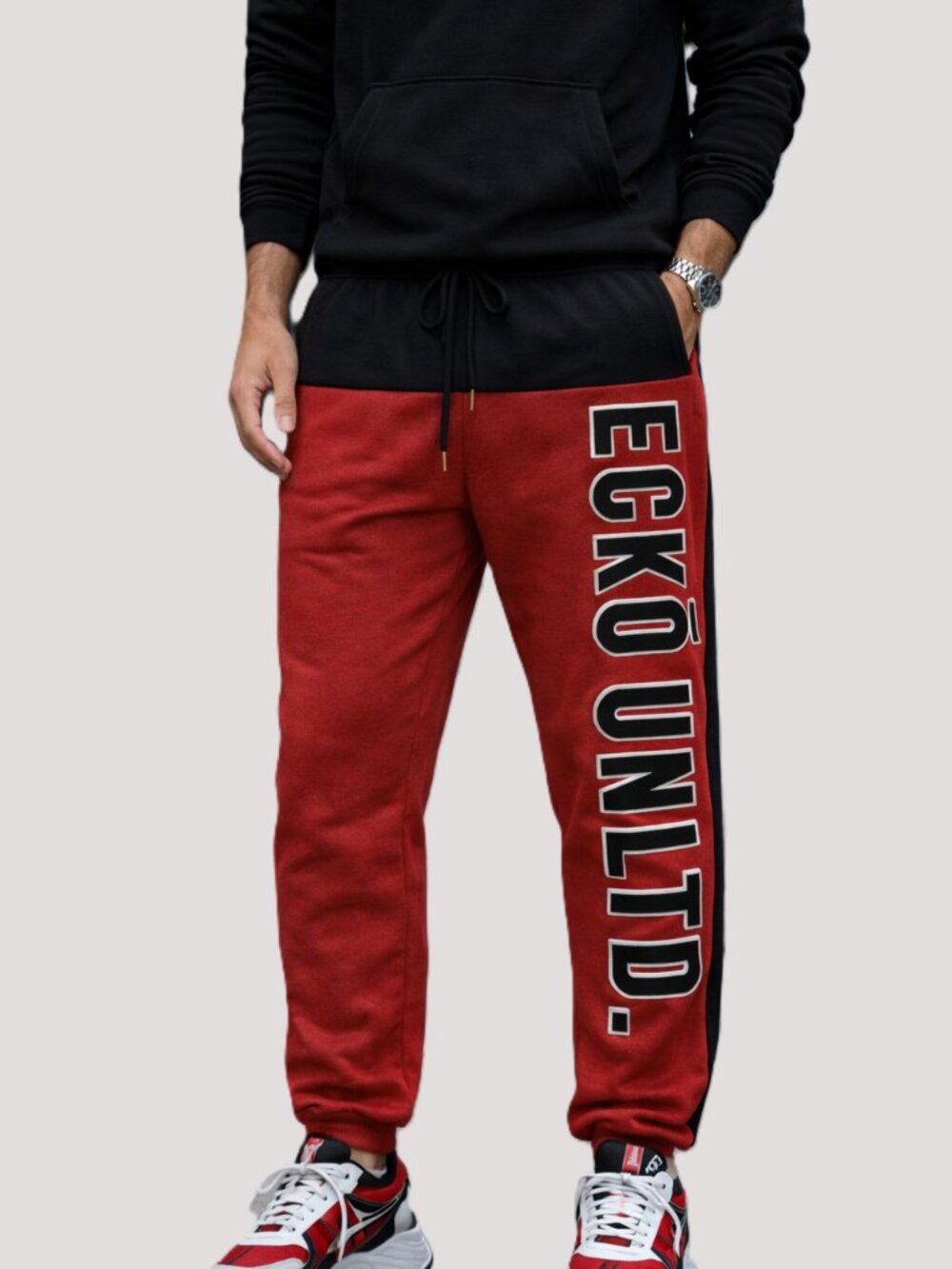 Brand New ECKO UNLTD Joggers Sweatpants Red Men Cuffed Elastic Waistband Size M